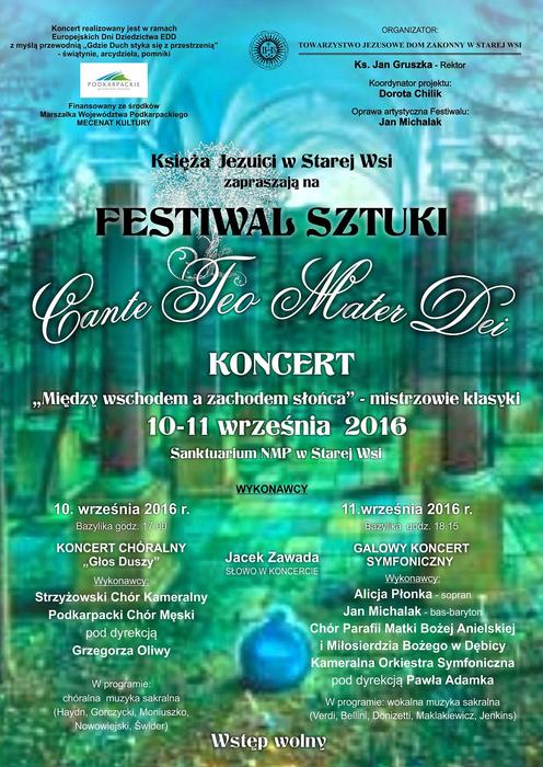 Europejskie Dni Dziedzictwa 2016 - FESTIWAL SZTUKI Cante Teo Mater Dei